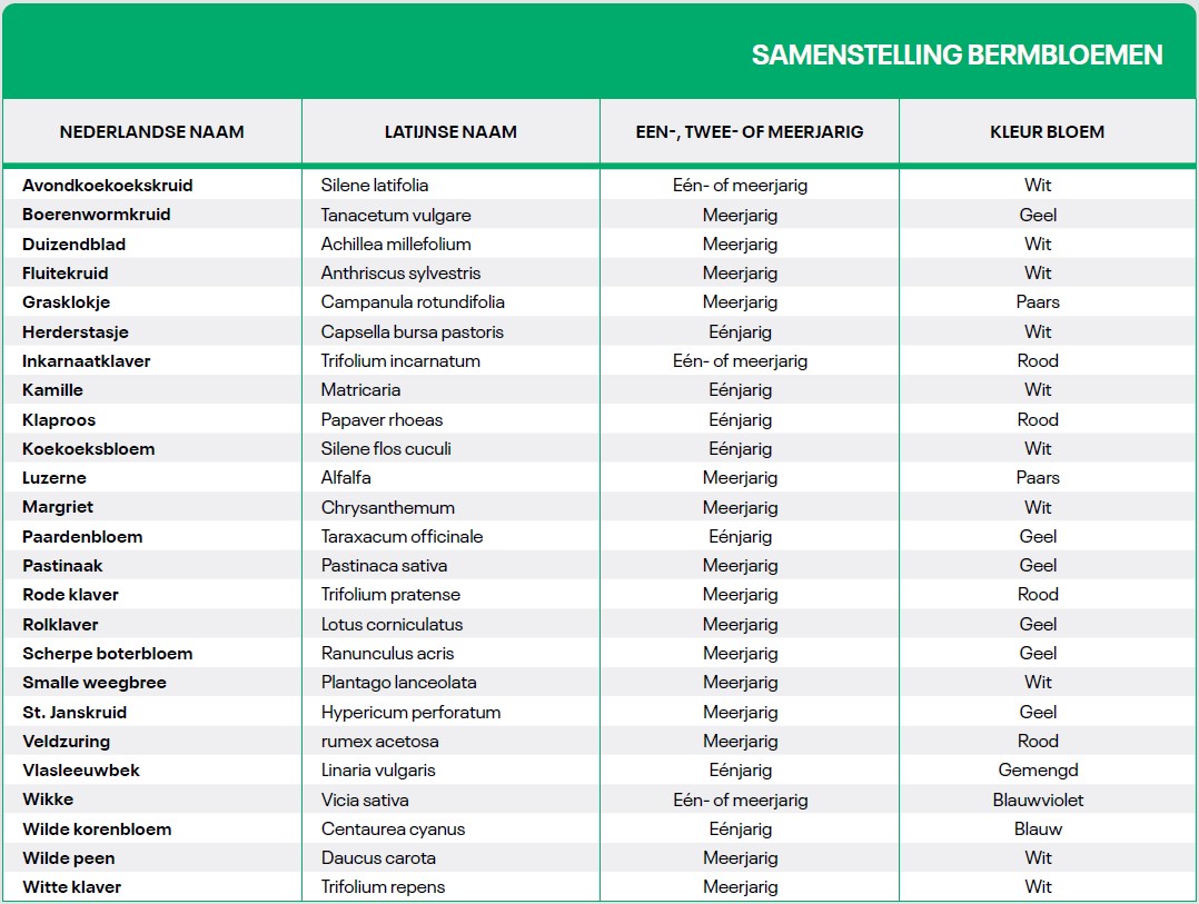DLF Bermbloemen - Samenstelling